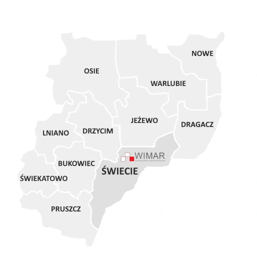 Ogrodzenia Świecie PHU Wimar - mapa powiatu